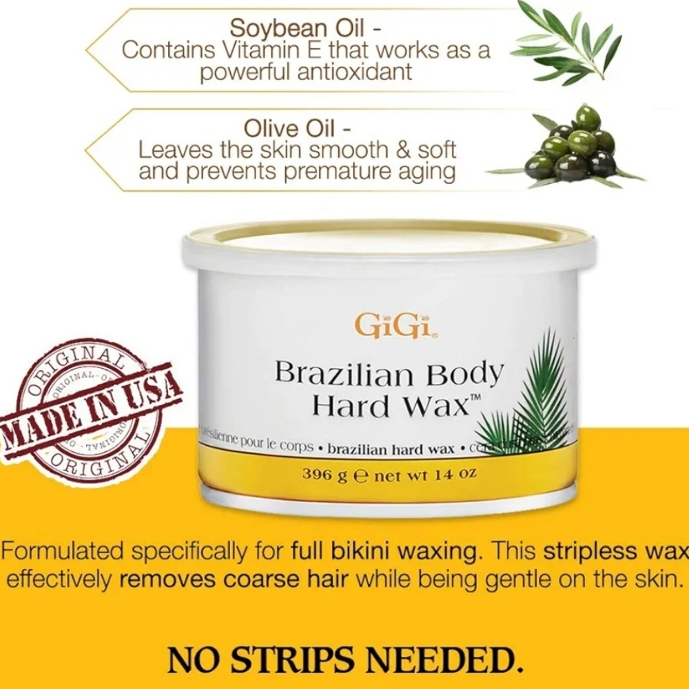 GiGi Brazilian Body Hard Wax Hair Removal, Non-Strip, 14oz